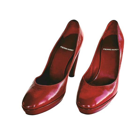 Pierre Hardy Red Patent Leather Platform Pumps Size 38.5 / US 8 - Picture 7 of 11